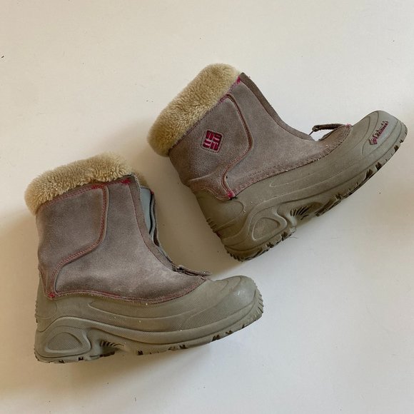 Columbia girl's size 3 omni-heat lined winter boots w/ front zipper in grey EUC - Picture 3 of 11
